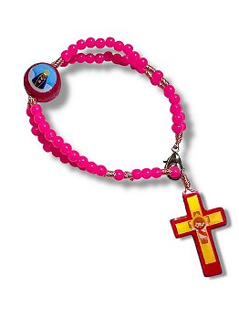 Terço Pulso Infantil rosa Aparecida