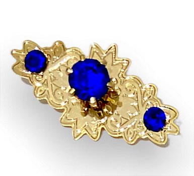 Broche Boton Para Imagem de 20cm Dourado com Strass Azul P