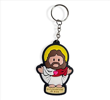 10 Chaveiros Emborrachado Sagrado Coração de Jesus