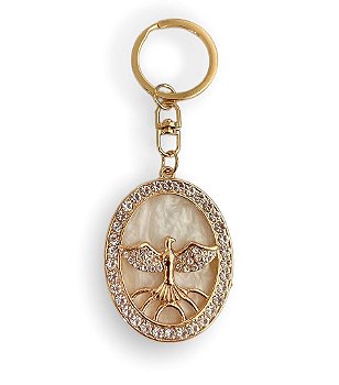 Chaveiro Divino Espirito Santo Strass com Perola