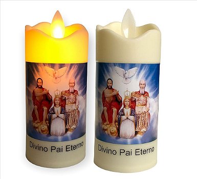 Vela Led Eletronica Divino Pai Eterno + Pilha AA Imita Chama