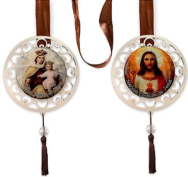 Adorno de Porta Imagem Ns do Carmo Sagrado Coração de Jesus