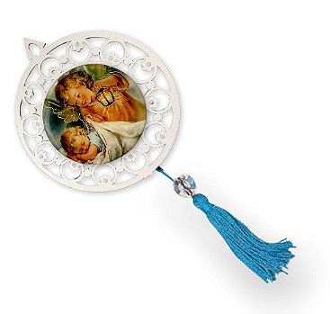 Adorno Anjo da Guarda Mandala Decoração Porta Madeira 26cm