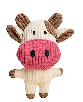 Brinquedo Pelúcia Vaca Branca de Nariz Rosa