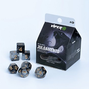 Conjunto de 7 dados Viper - Giulda Julgamento Mortal - Branco e Preto 7uni