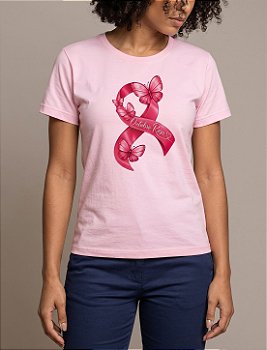 T-shirt Laço Esperança - Rosa