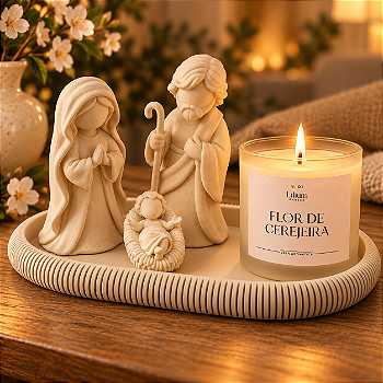 Kit Presépio Natalino Sagrada Família Vela Aromática