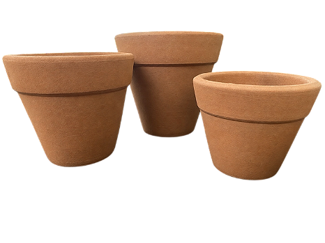 Kit 3 Vasos de Barro Terracota Natural