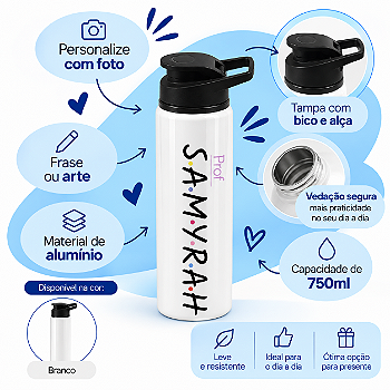 Squeeze de Alumínio Personalizado com Foto, Frase ou Arte – 750ml