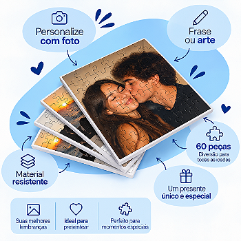 Quebra-Cabeça Personalizado com Foto, Frase ou Arte – 60 Peças