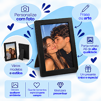 Porta-Retrato A6 Personalizado com Foto, Frase ou Arte