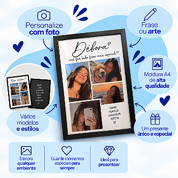 Moldura A4 Personalizada com Foto, Frase ou Arte