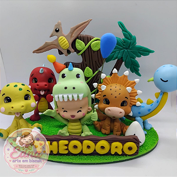Topo de Bolo Personalizado - Dino Baby