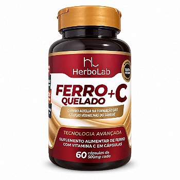 Ferro Quelado + Vitamina C Herbolab 60 Cápsulas
