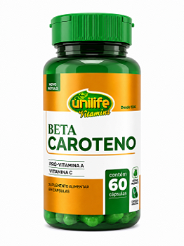 Beta Caroteno Pró-Vitamina A + Vitamina C Unilife 60 Cápsulas
