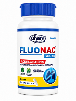 Fluonac Acetilcisteína NAC 600mg Unilife 30 Cápsulas Veganas