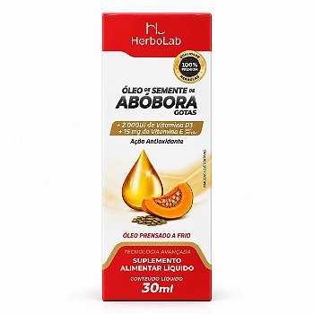 Óleo de Semente de Abóbora Gotas D3 + Vitamina E HerboLab 30ml