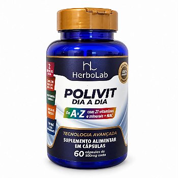 Polivitaminico Dia a Dia A-Z 21 Vitaminas e Minerais + NAC HerboLab 60 Cápsulas