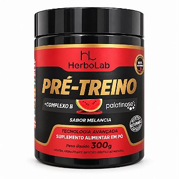 Pré-Treino HerboLab Sabor Melancia 300g – Com Palatinose, Beterraba e Complexo B