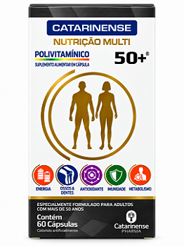 Polivitamínico 50+ Catarinense Nutrição Multi 60 Cápsulas Sem Sabor