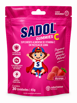 Sadol Gummies Vitamina C Infantil Morango 30 Gomas Catarinense