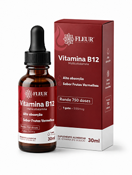 Vitamina B12 Fleur Sabor Frutas Vermelhas 30ml Sublingual Em Gotas Vegano