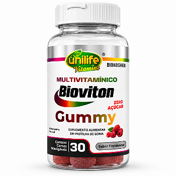 Multivitamínico Bioviton Gummy Unilife 30 Gomas Framboesa Zero Açúcar