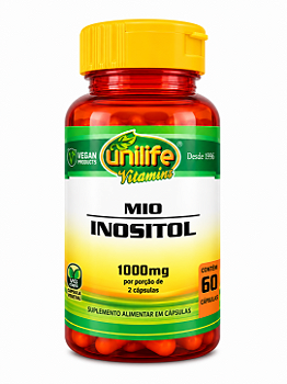 Inositol 1000mg Unilife Vitamins 60 Cápsulas Vegano Mio Sem Sabor