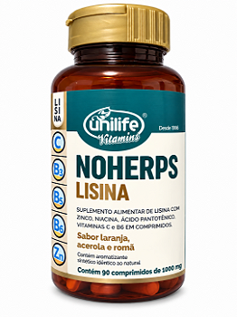 Noherps Lisina Unilife 90 Comprimidos 1000mg Vitaminas e Zinco