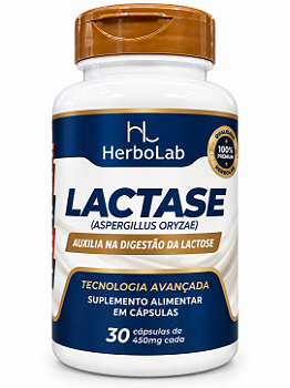 Lactase HerboLab 30 Cápsulas 450mg Auxilia Digestão Lactose