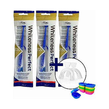 Kit Clareador Caseiro Whiteness Perfect 22% - 3 Seringas + 1 Par de Moldeiras