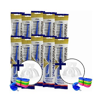 Clareador Dental Whiteness Perfect 22% - 8 Seringas + 2 Pares de Moldeiras