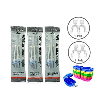 Clareador Dental Whiteness Simple 16% - 9 Seringas + 2 Pares de Moldeiras