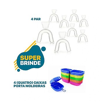 4 Par Moldeira Para Clareamento + Porta Moldeira
