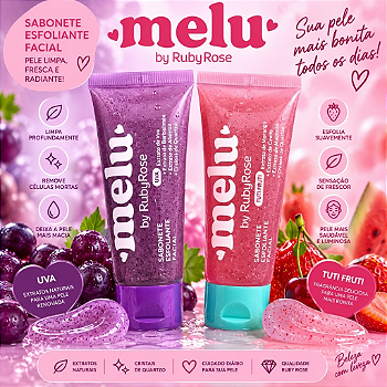 Sabonete esfoliante facial - Melu By Ruby Rose