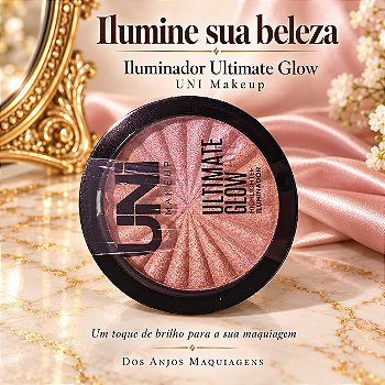 Iluminador Facial Compacto UNI Makeup Ultimate Glow Brilho Rosado Maquiagem