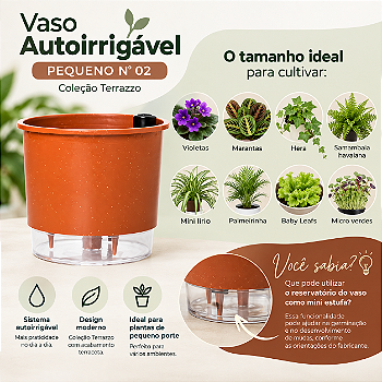 Vaso Autoirrigável Pequeno Nº 02 – Terrazzo Terracota