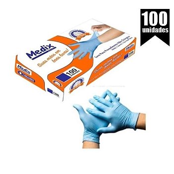 Luva Nitrilica S/Po Azul Tam M 100un