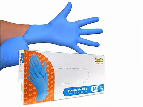 Luva De Nitrilo Azul Uso Geral Tam M C/100un