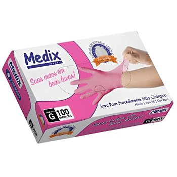 Luva Nitrilica S/Po Rosa Tam M 100un