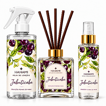 Kit Jabuticaba Triplo: Difusor + Spray de Aromas + Água de Lençóis