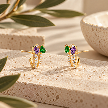 Brinco Banhado Ouro 18k com Zircônias Coloridas