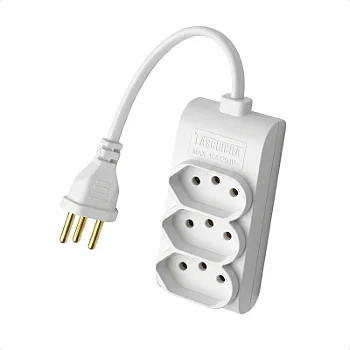 Mini extensão elétrica 3 tomadas