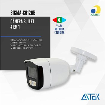 CÂMERA BULLET COLORIDA A NOITE 4X1 2MP 2.8MM IMPORTADA -C6120B