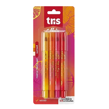 Marca-Texto em Gel Tris Sunset – Cartela com 4 Unidades