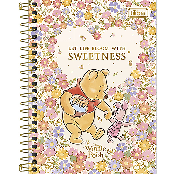 Caderneta Espiral Capa Dura Tilibra Pooh 1/8 - 80 Folhas