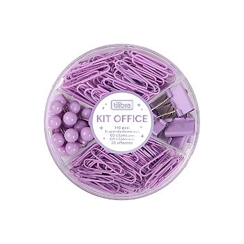 Kit Tilibra Lilás com Clipes, Prendedores e Alfinetes