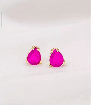 Brinco Gota Pedra Fusion Rosa