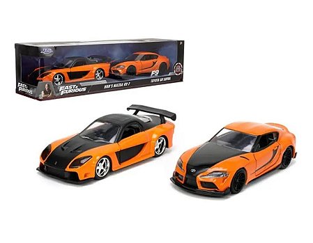 Kit 2 Miniaturas Mazda RX-7 e Toyota GR Supra - Han - Velozes e Furiosos