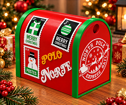 Caixa de Correio do Papai Noel Polo Norte Decorativa Natalina 3D
